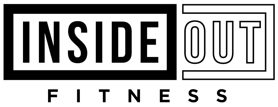 Brand logo for Inside Out Fitness: bold INSIDE inside a thick black border, OUT in an outlined rectangle, with FITNESS spaced below.